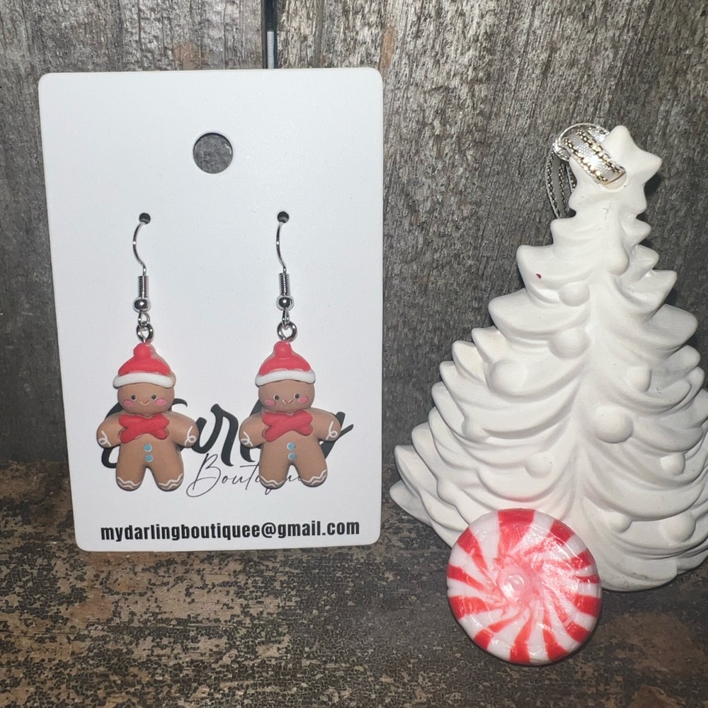 Gingerbread Man Christmas Earrings